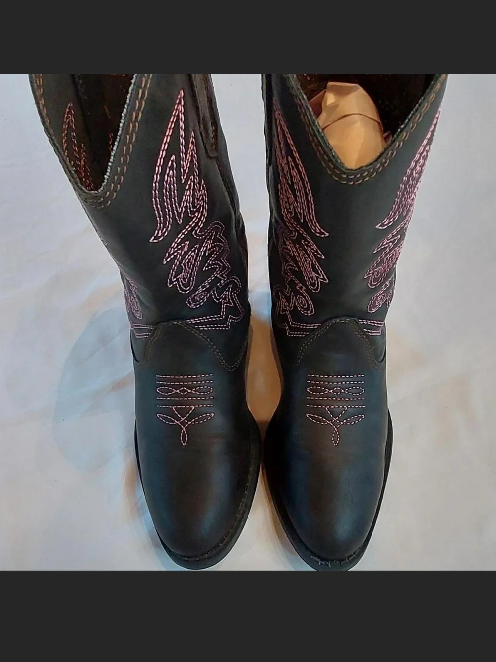 Deer Stags Girls Ranch Western Cowboy Boots Black Pink SZ 13M EXCELLENT COND.